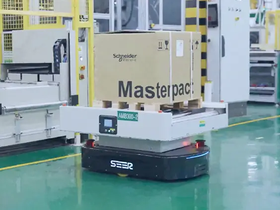 生産ラインと低床型AMRの連携